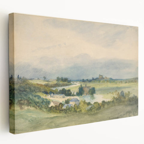 Romantic Art Print: Antoine Chintreuil's Fortified Hill Landscape