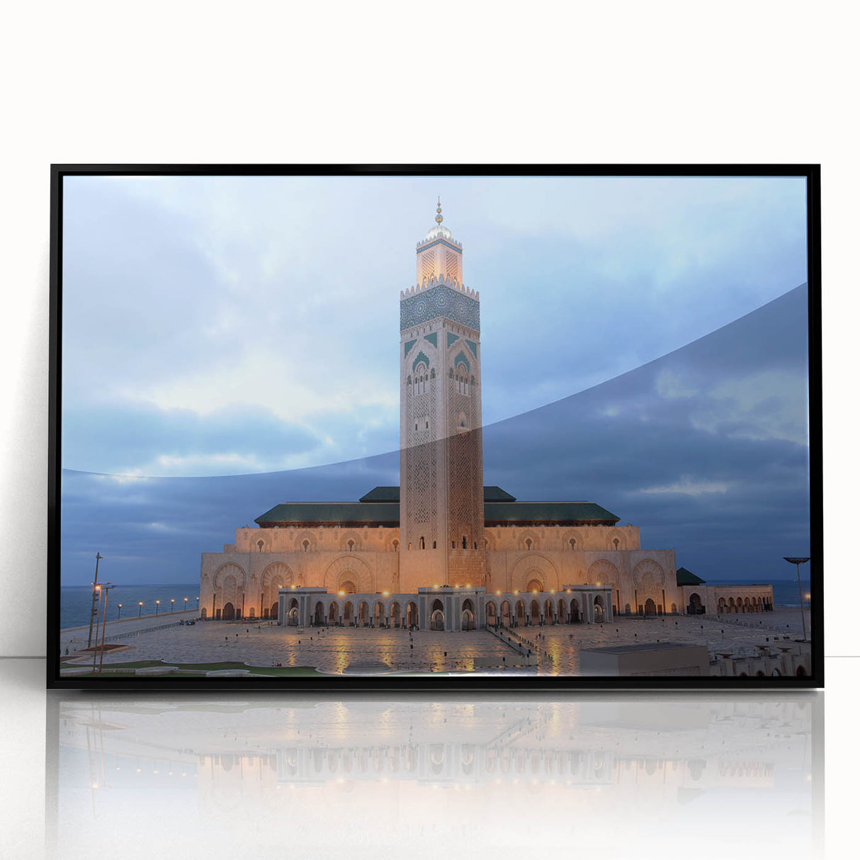 Large abstract wall art featuring a Moroccan landscape in muted earth tones on a framed acrylic.