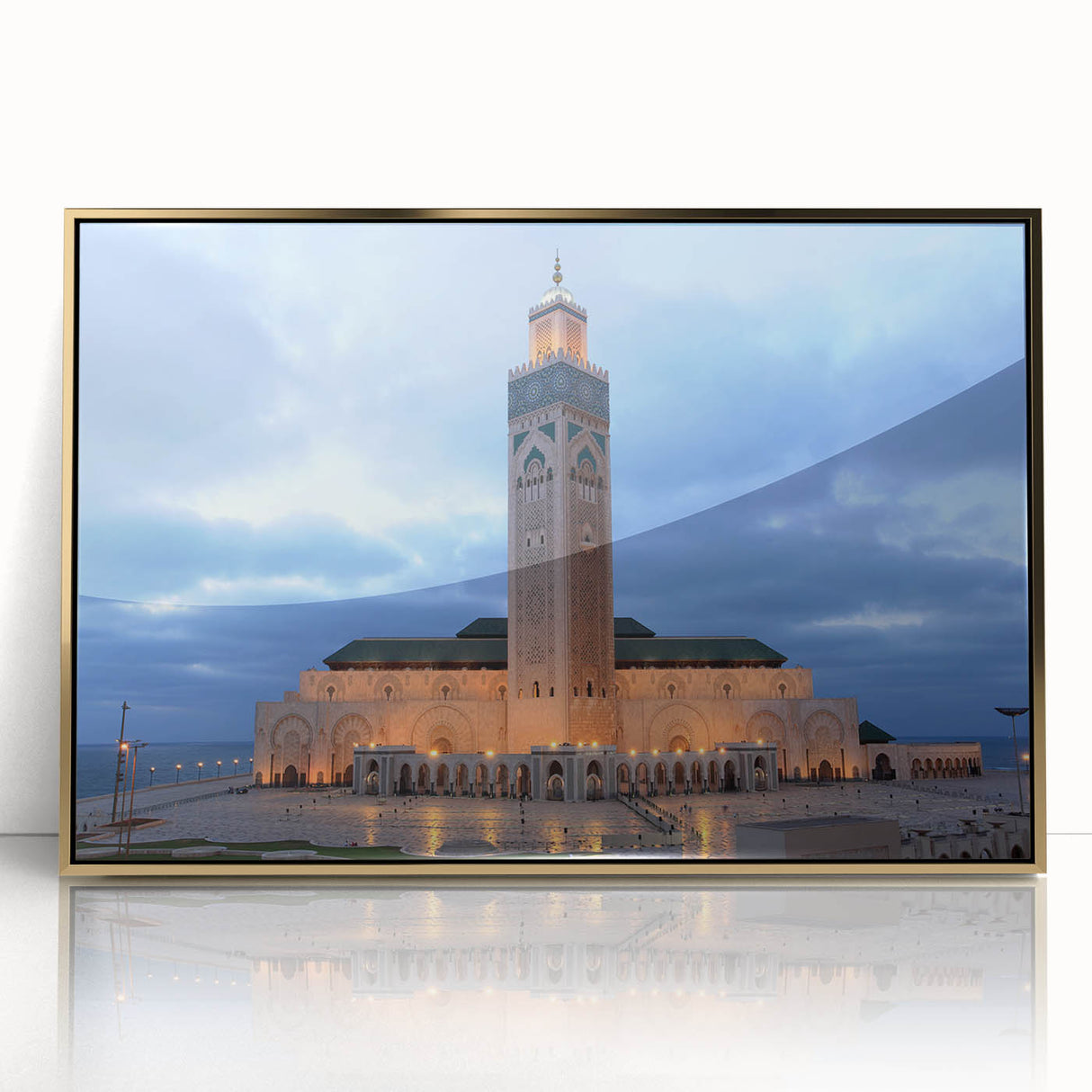 Mid-century modernist art depicting a Moroccan landscape in muted earth tones, framed acrylic, ideal for nursery wall art.