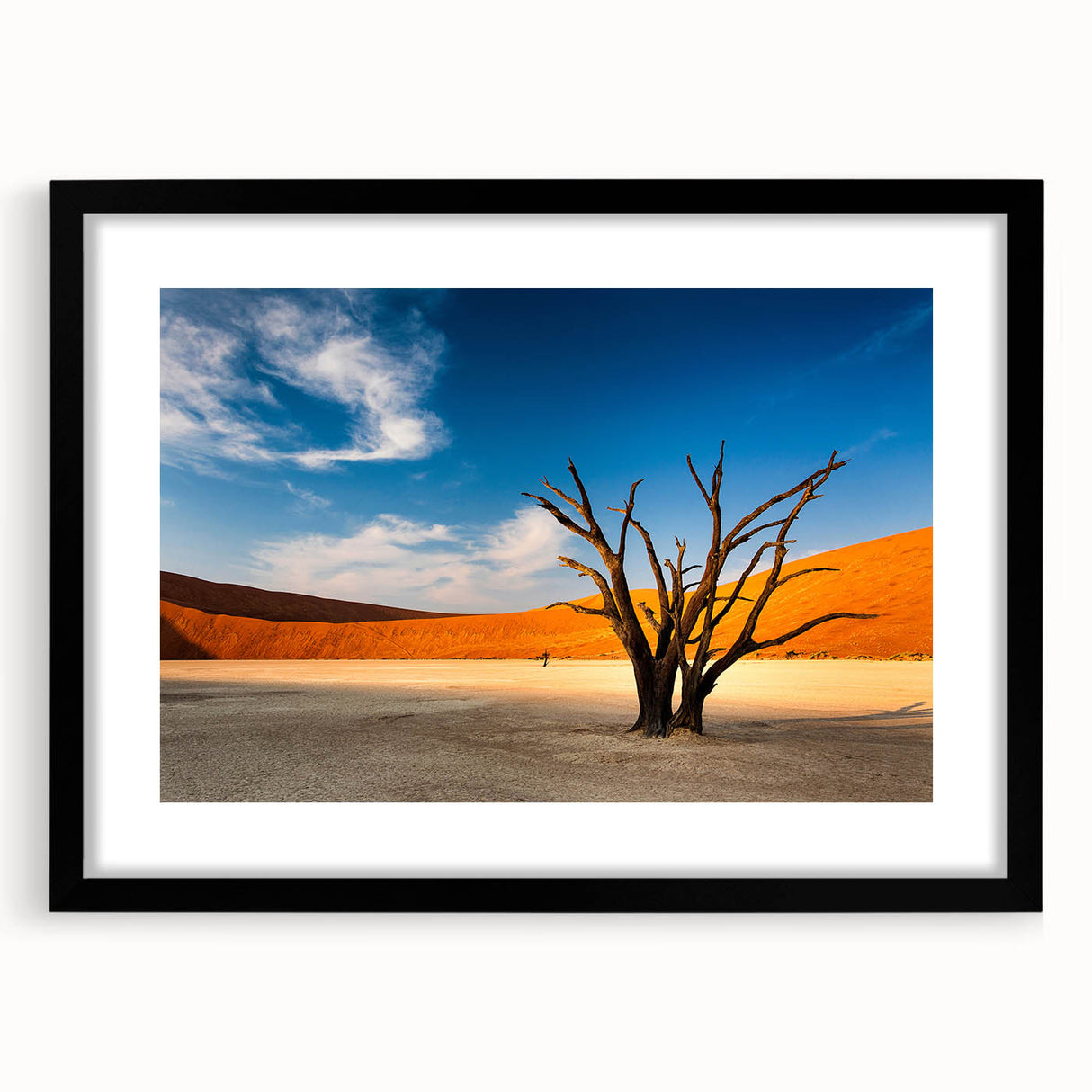 Extra large abstract art print of a colorful, textured African scenery on a framed canvas, ideal for living room decor.