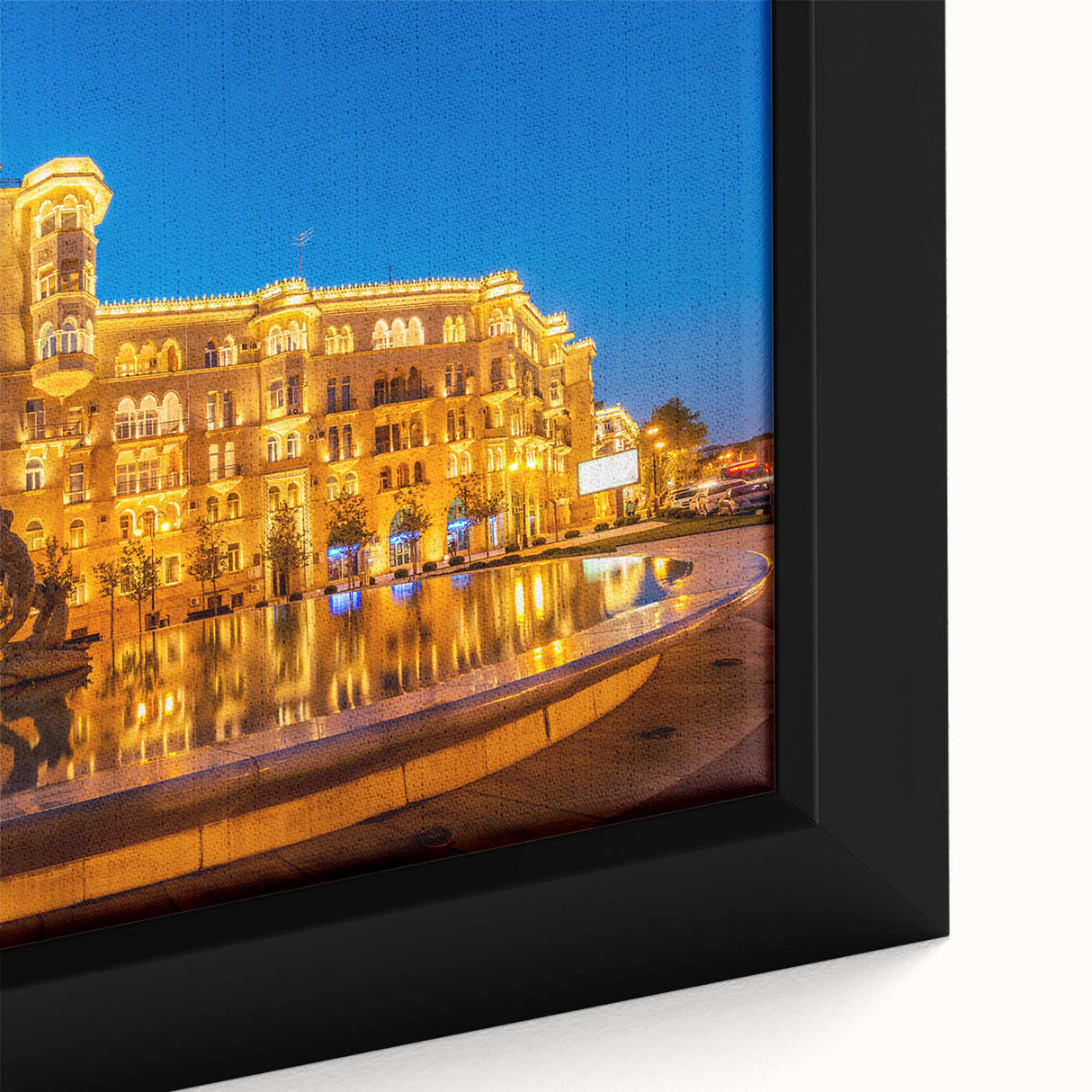 Extra large framed canvas featuring a textured, colorful abstract pattern on a black background.