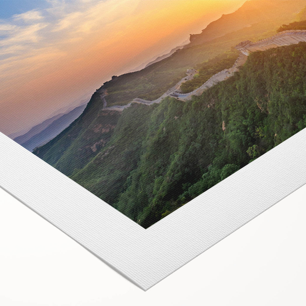 Art deco poster of the Great Wall of China in muted earth tones on rolled canvas, suitable for dining room decor.