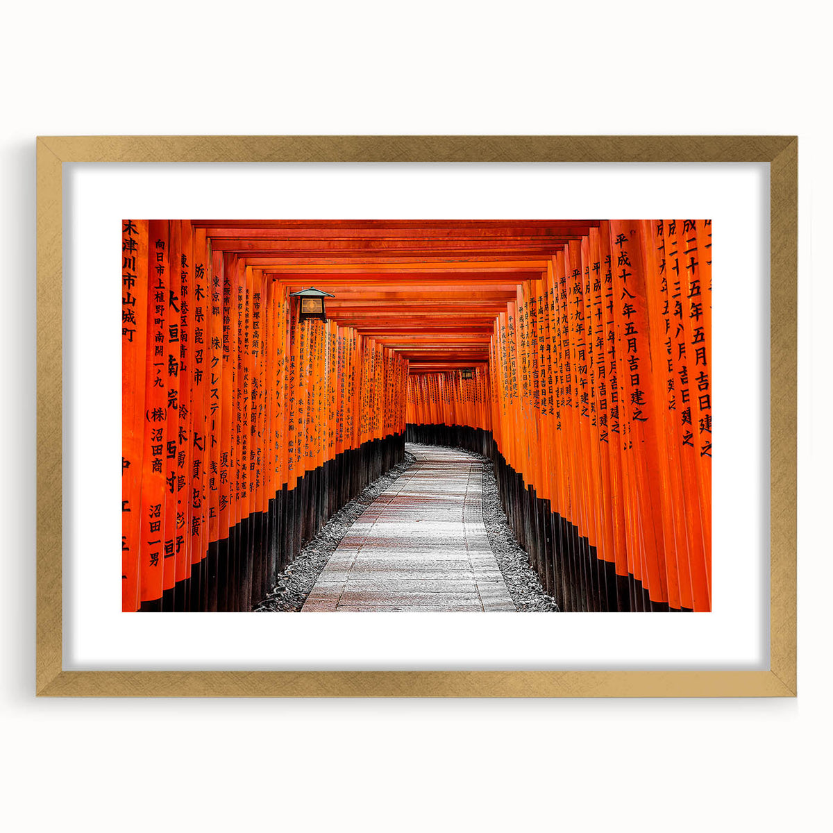 Extra large wall art featuring an abstract depiction of Kyoto with textured strokes in gold and earth tones.