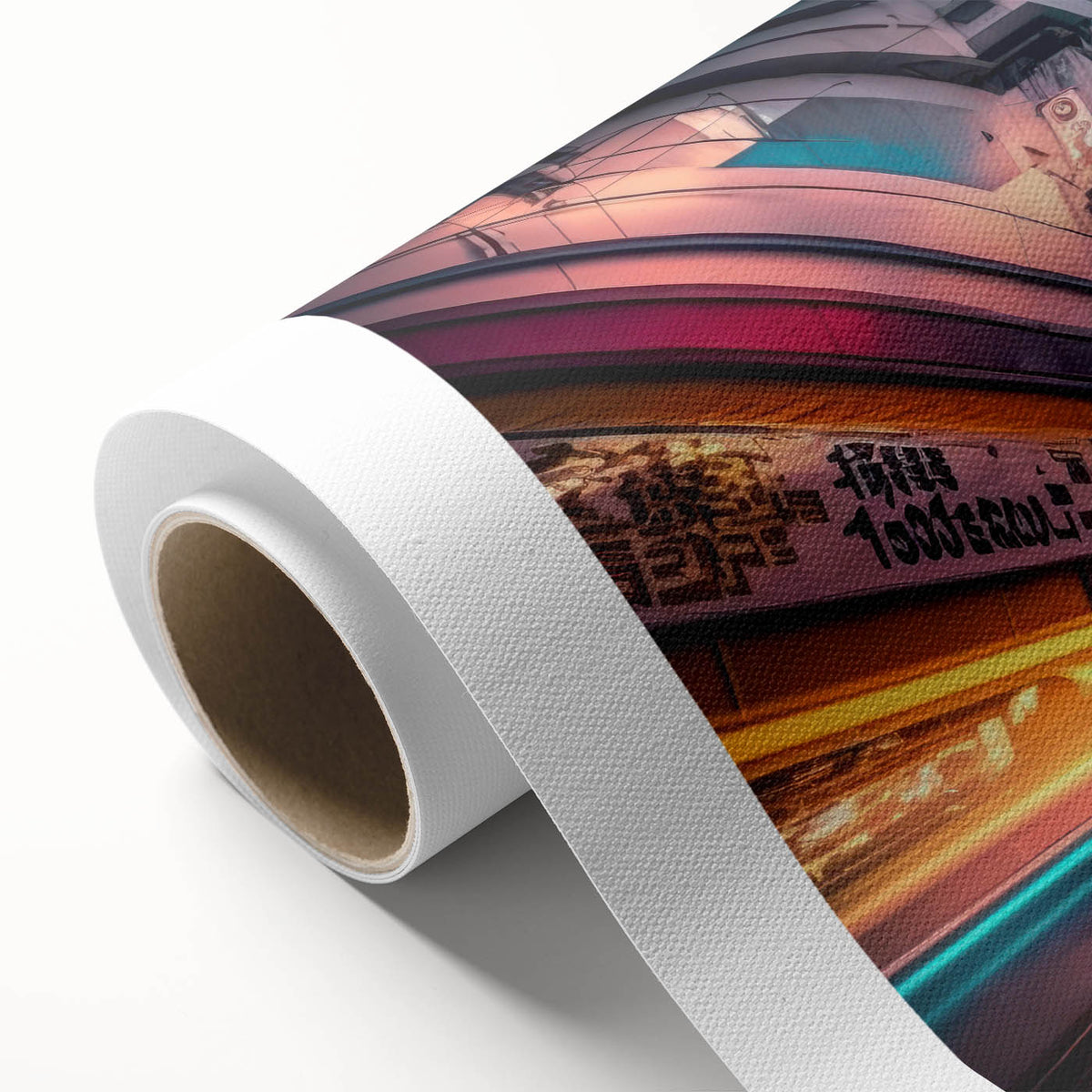Art deco poster of Tokyo skyline in pastel shades on rolled canvas, ideal for nursery wall art.