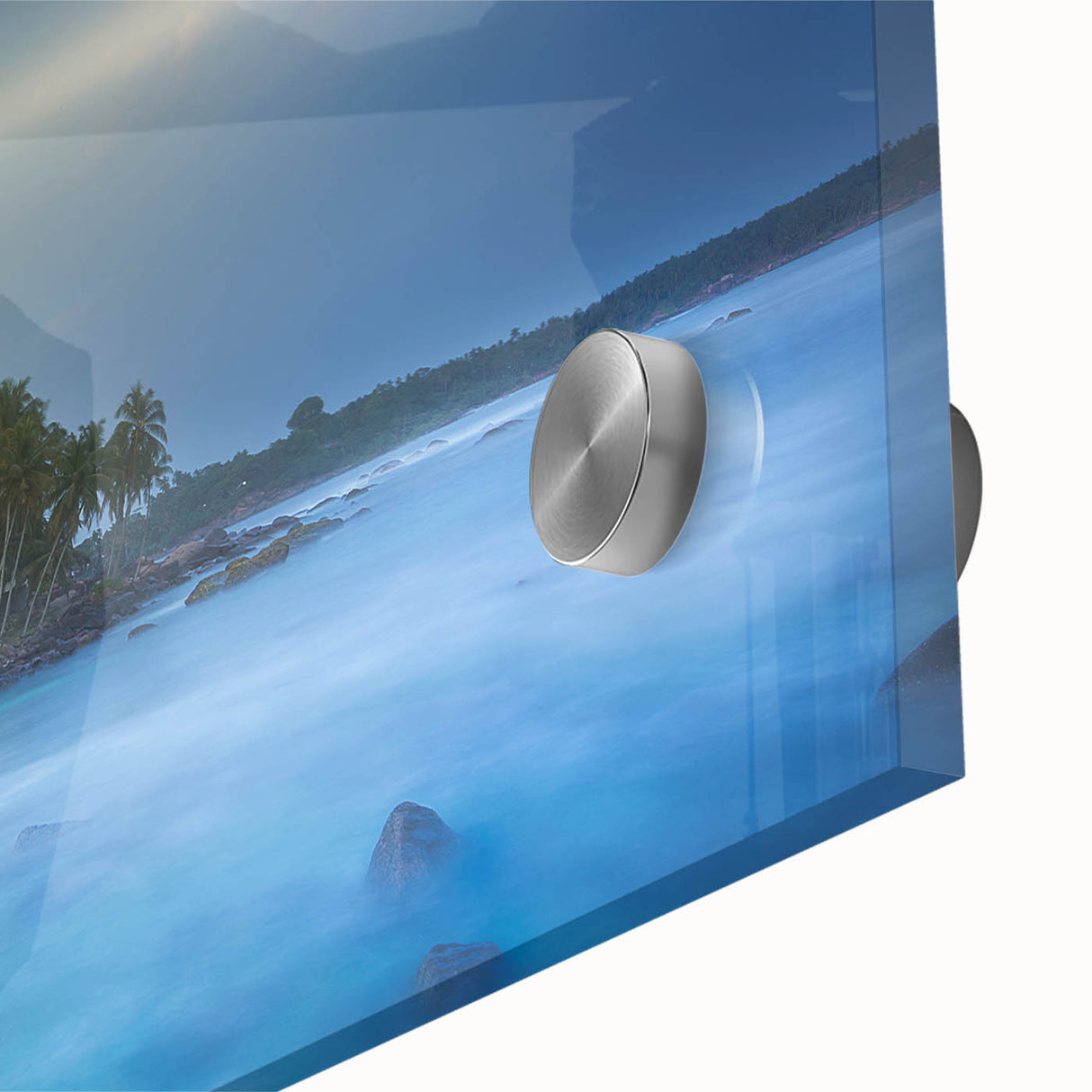 Large abstract wall art of a Sri Lankan landscape in muted earth tones on acrylic glass, ideal for dining room ambiance.