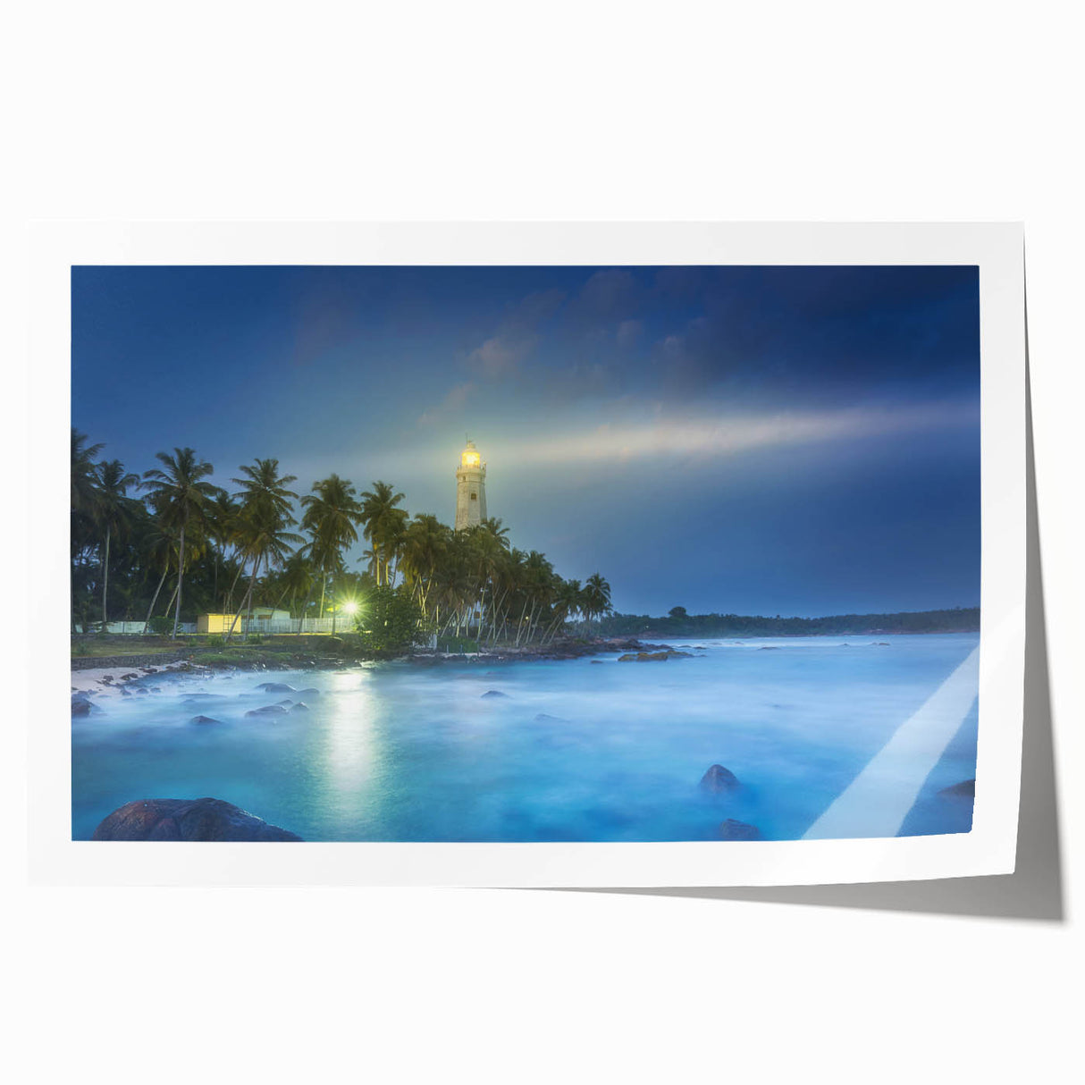 Extra large rolled print of a serene Sri Lankan landscape with lush greenery and floral elements.