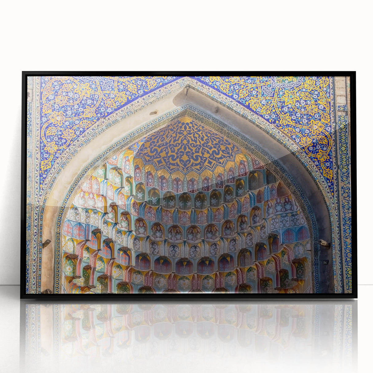 Large abstract wall art depicting a Turkish landscape in muted earth tones on a framed acrylic.