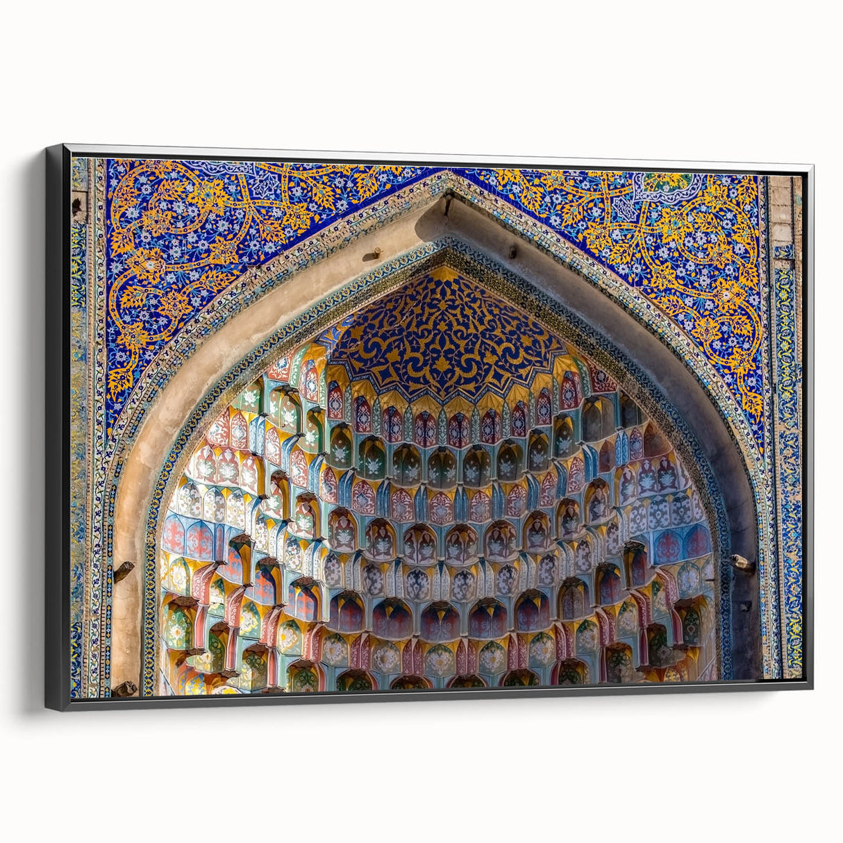 Black and white landscape art painting of a Turkish scenery on framed canvas, ideal for bedroom wall decor.