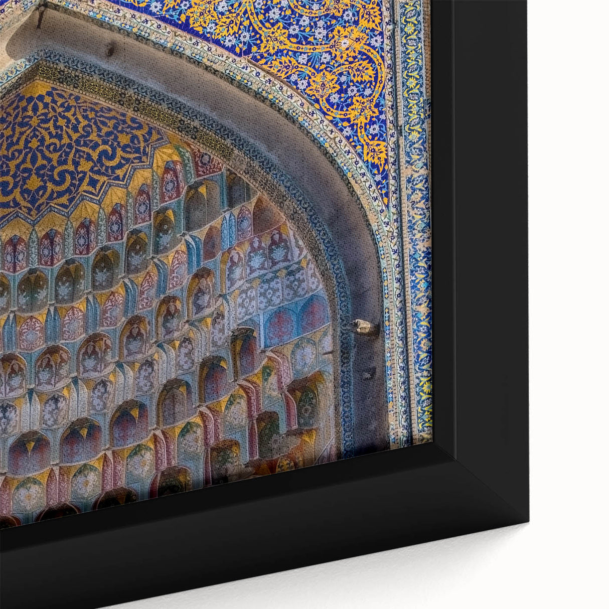 Extra large framed canvas featuring a textured, colorful depiction of a Turkish landscape, ideal for living room decor.