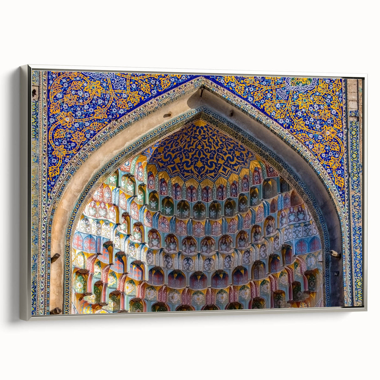 Landscape art painting of a Turkish scenery in vibrant colors on a framed canvas, ideal for living room decor.