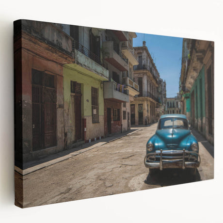 Caribbean coastal scene on large stretched canvas, featuring vibrant blue and green tones, ideal for kitchen wall art.