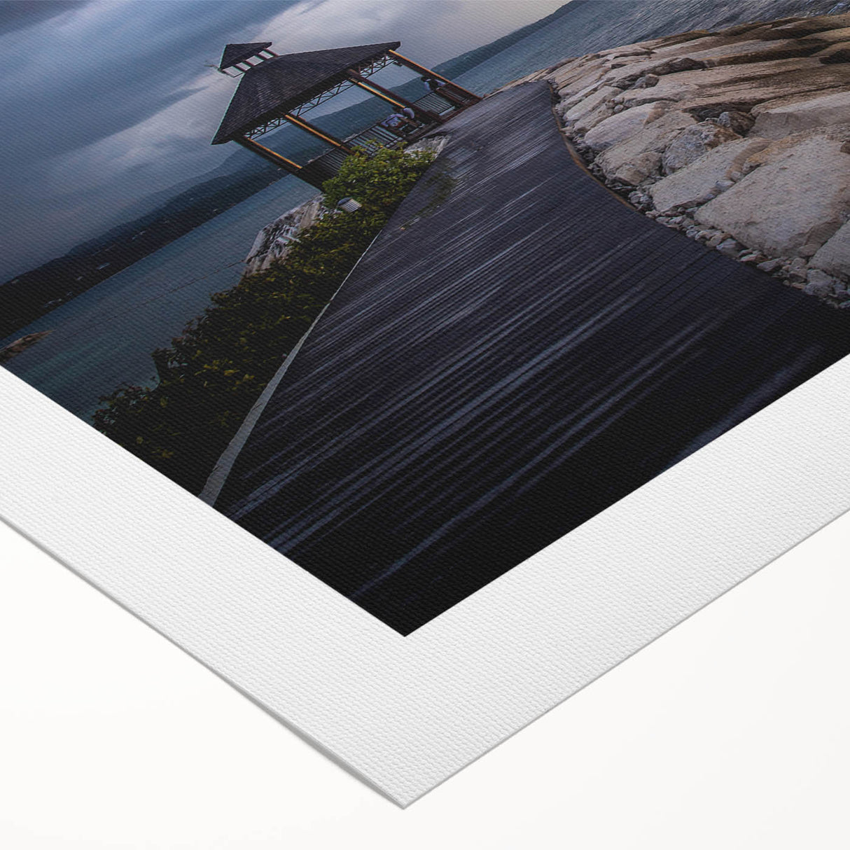 Art deco poster featuring a vibrant Caribbean scenery on rolled canvas, suitable for dining room wall art.