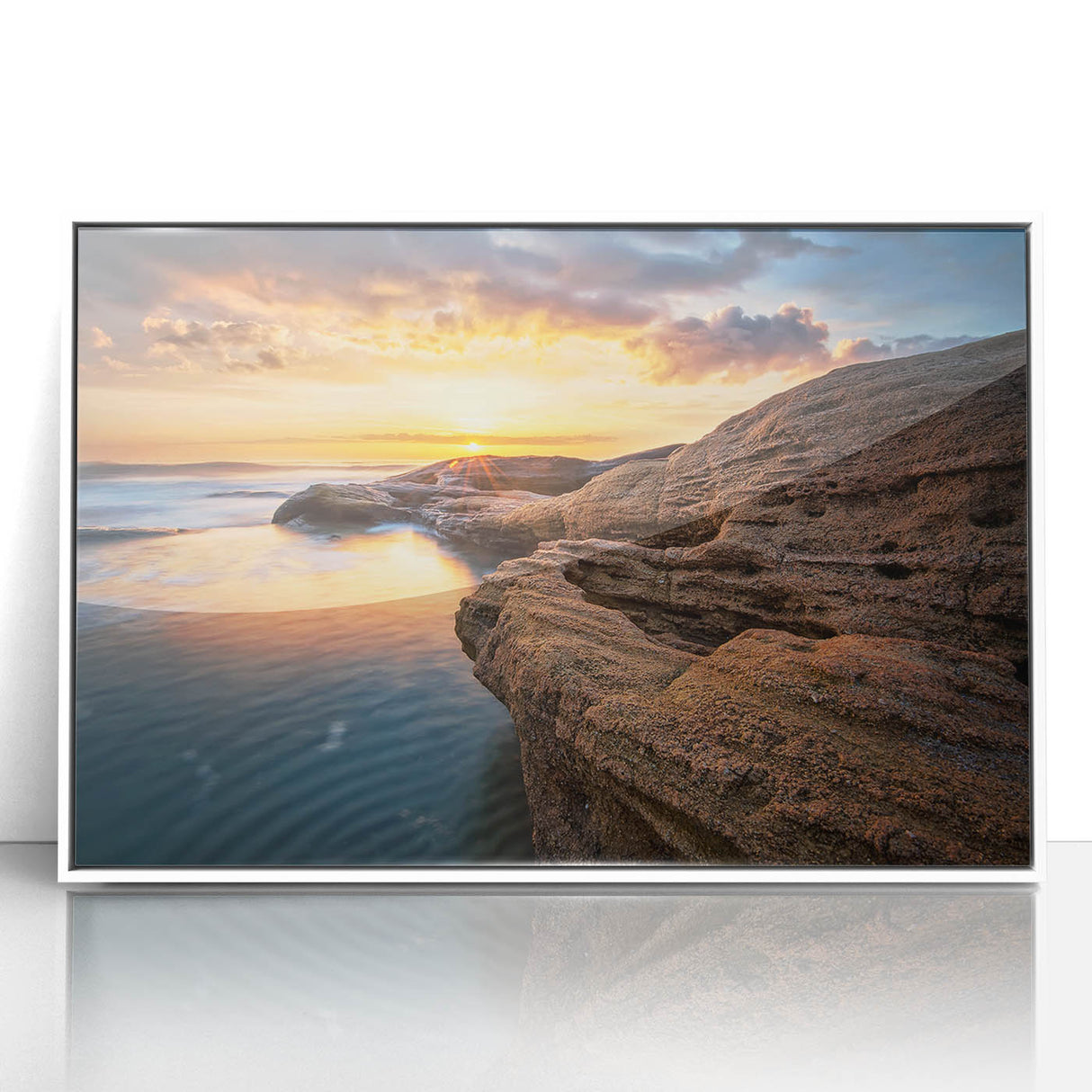 Framed acrylic print featuring a minimalist European Bulgarian landscape in muted earth tones.