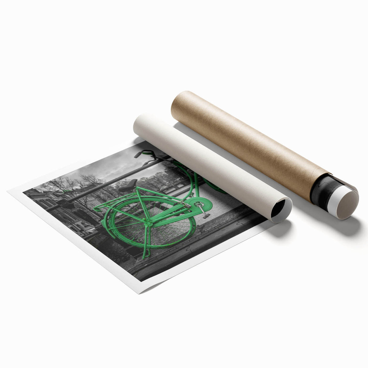 Extra large rolled print of Amsterdam scenery with vibrant floral accents, ideal for classy bathroom wall art.