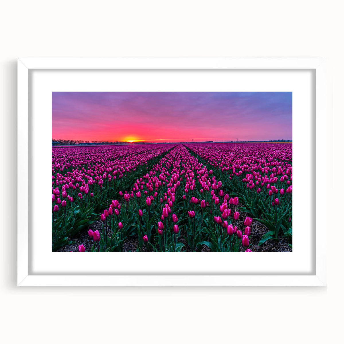 Textured abstract art print of a European scenery in muted earth tones, framed with a white mat, suitable for bedroom decor.