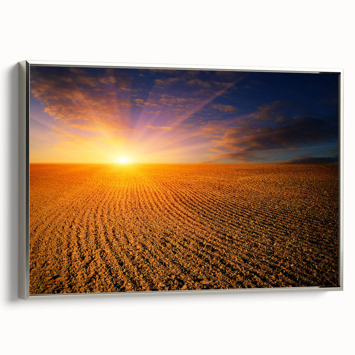 Framed canvas landscape art painting featuring a scenic view of a Ukrainian village with a vibrant color palette.