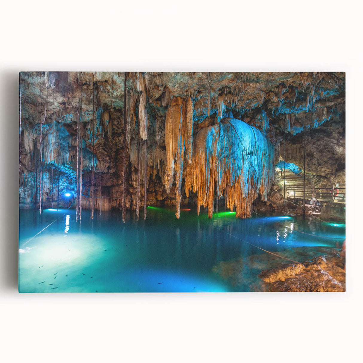 Black and white stretched canvas of Yucatan scenery, ideal for kitchen wall art.
