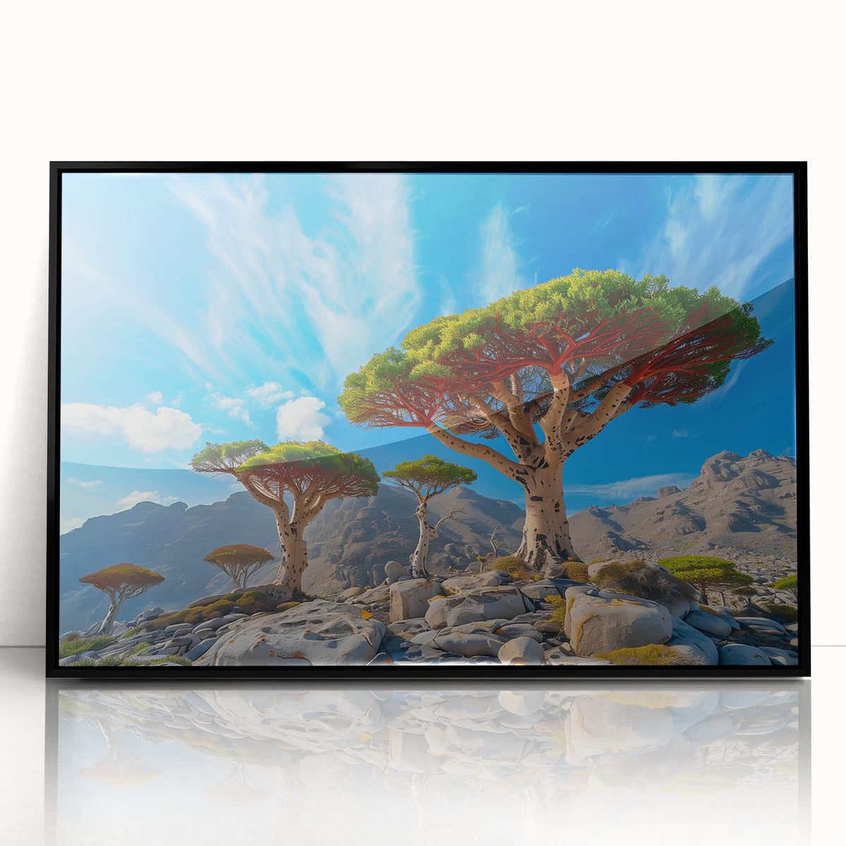Large abstract wall art depicting a Middle Eastern landscape in muted earth tones on a framed acrylic.