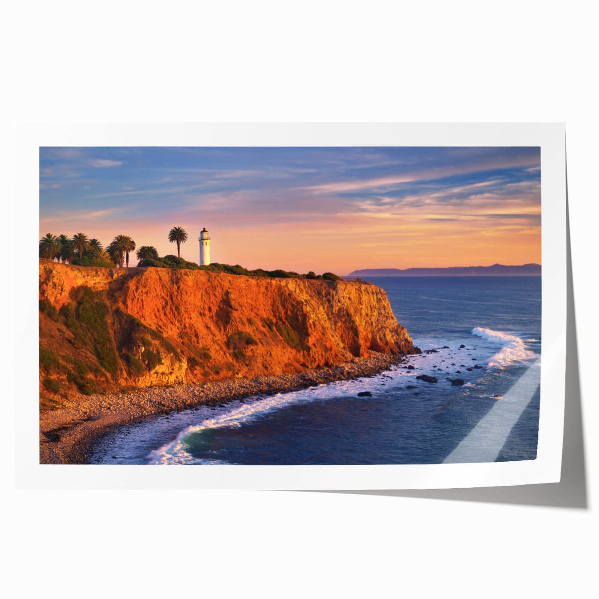 Extra large rolled print of Catalina, California scenery with vibrant floral elements.