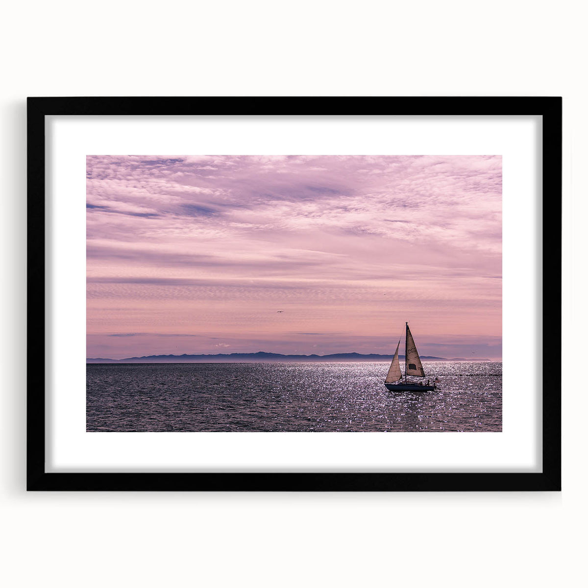 Extra large framed wall art featuring a textured abstract print of colorful Santa Barbara scenery.