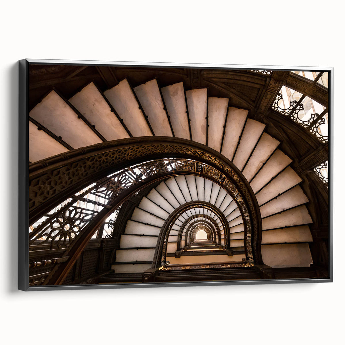 Black and white framed canvas of Chicago skyline, featuring vintage poster art style, ideal for bedroom wall decor.