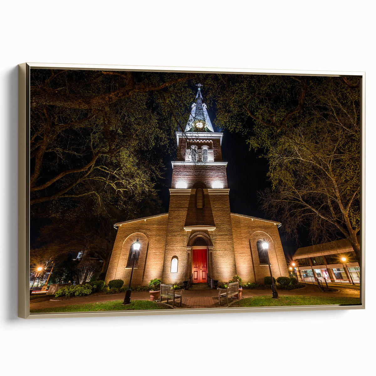 Framed canvas of Annapolis landscape in vintage poster style with a black and gold color scheme, ideal for bedroom wall art.