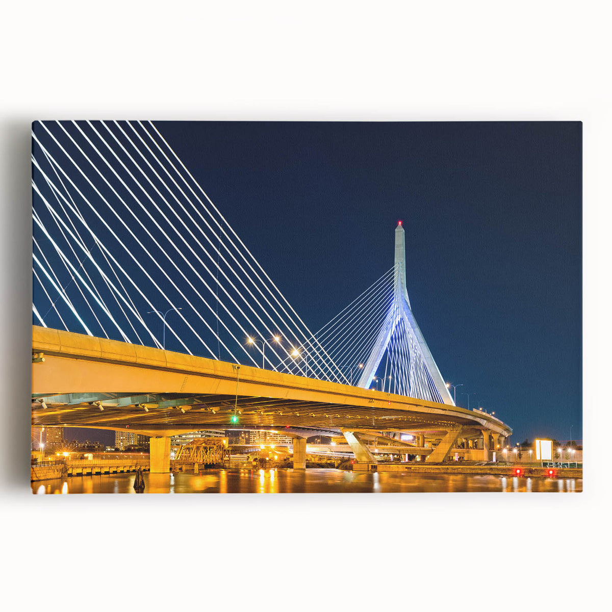 Black and white photo of Boston skyline on large stretched canvas, suitable for kitchen wall art.