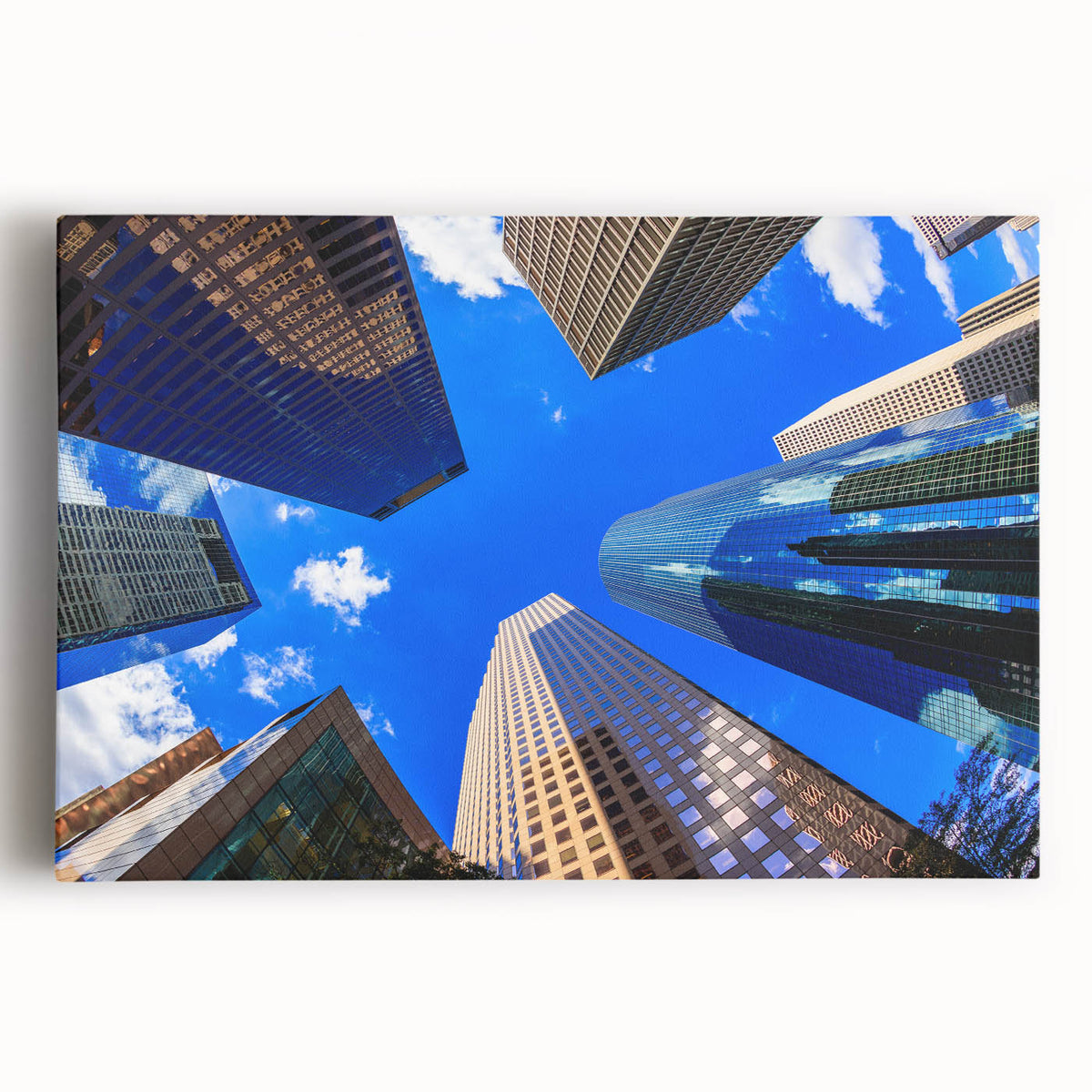 Black and white stretched canvas featuring a large, detailed Houston skyline, ideal for kitchen wall art.