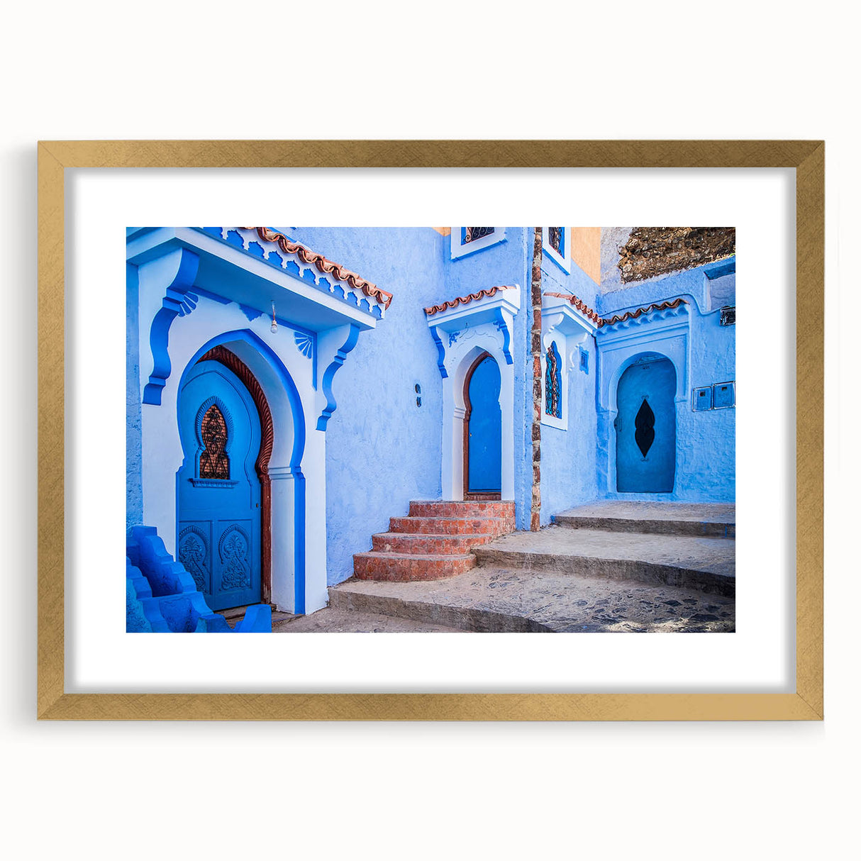 Textured art of a Moroccan landscape in muted earth tones on a framed canvas, suitable for bedroom decor.