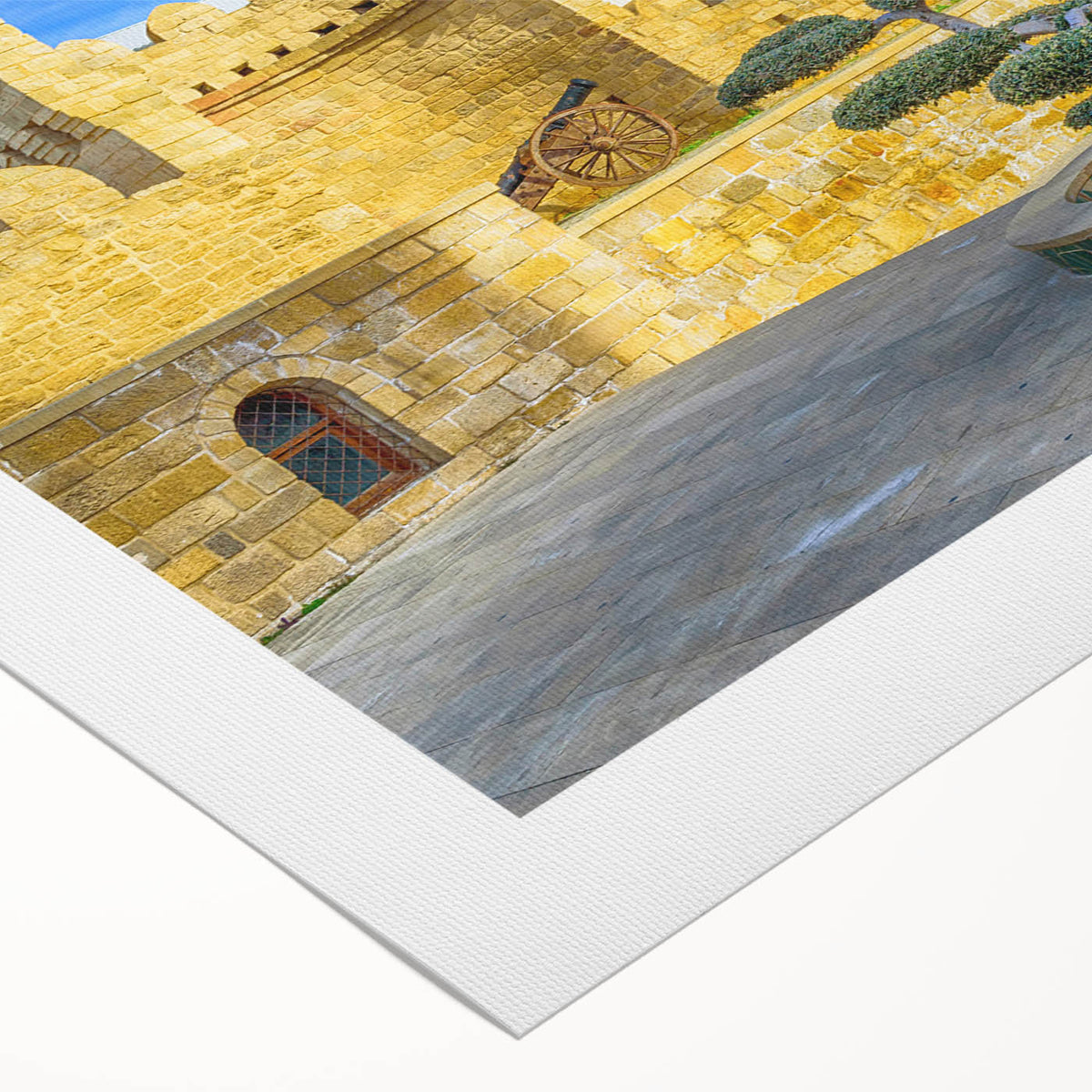Art deco poster featuring a serene Azerbaijani landscape on rolled canvas, suitable for dining room decor.
