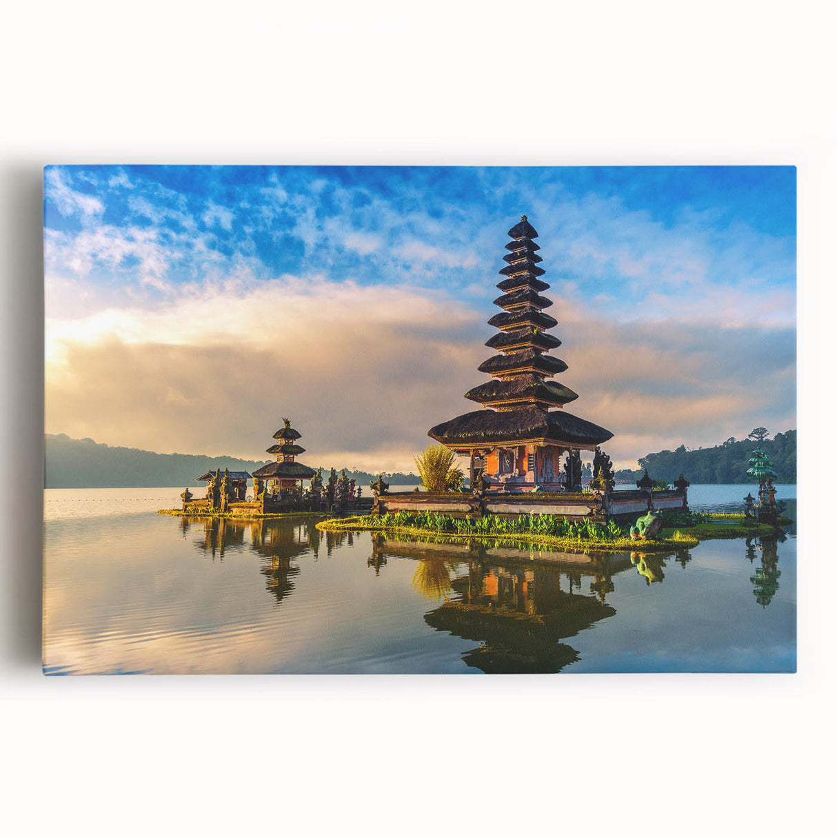 Black and white photograph of an Indonesian landscape on stretched canvas, ideal for kitchen wall art.