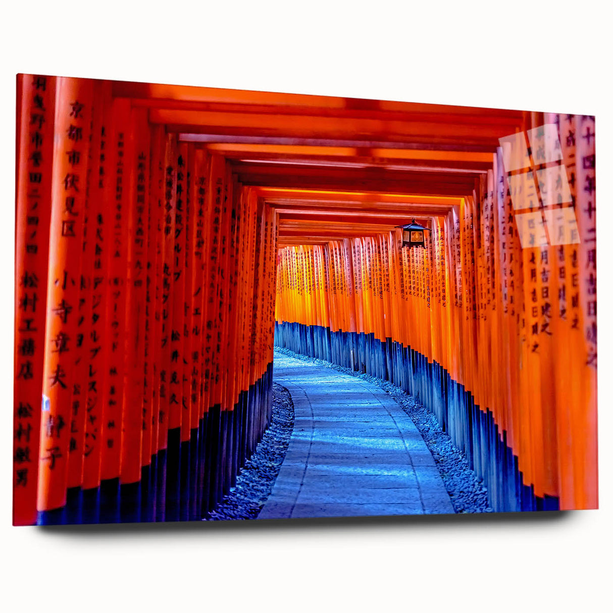 Acrylic print of a large abstract depiction of Kyoto, featuring soft pastel shades, ideal for bedroom or dining room art.