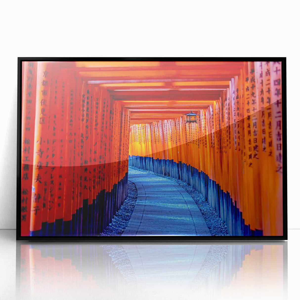 Large abstract wall art of a Kyoto landscape in muted earth tones on a framed acrylic, suitable for modern home decor.