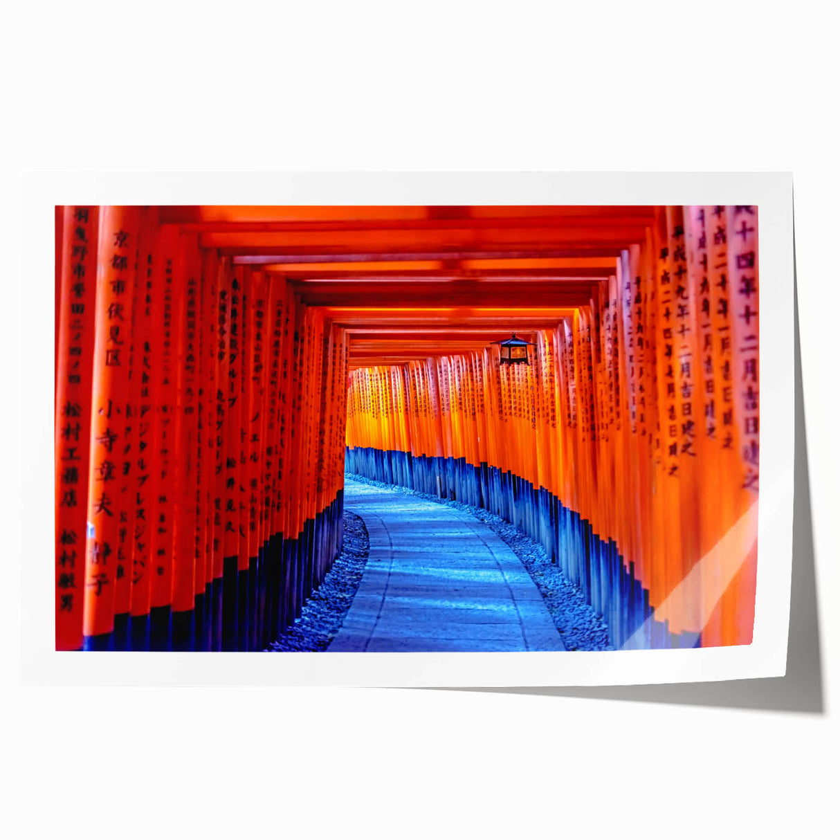 Extra large rolled print of Kyoto scenery with vibrant floral elements, ideal for art wall dining room.