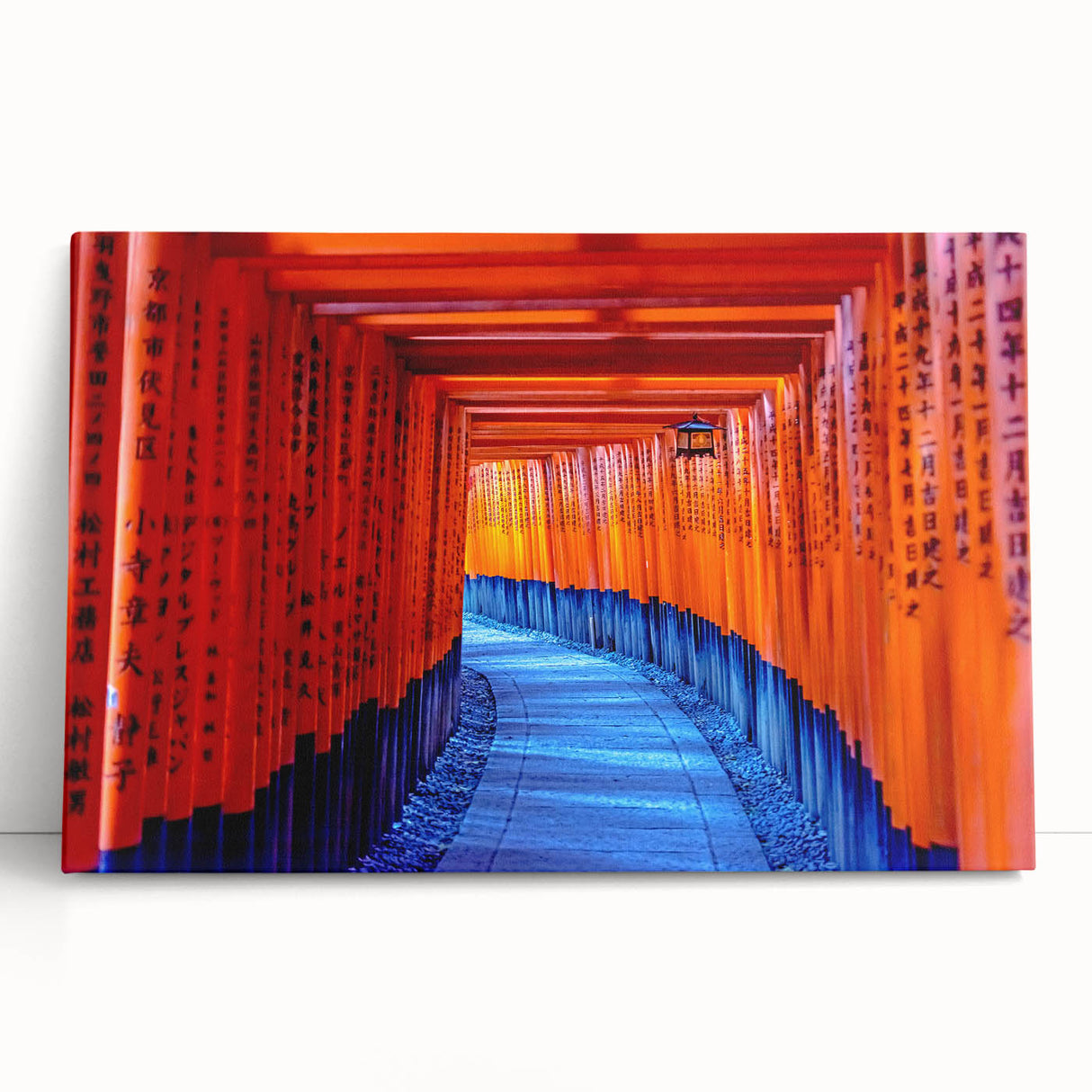 Black and white photograph of Kyoto scenery on stretched canvas, ideal for kitchen wall art or bedroom decor.