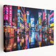 Large canvas print featuring a serene Tokyo cityscape in muted gray and blue tones, ideal for kitchen wall art.