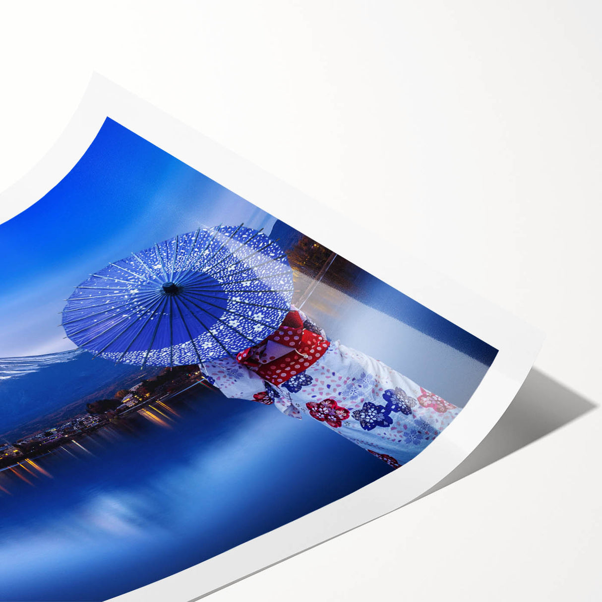 Extra large wall art depicting line art flowers with soft pink and green tones on rolled print.