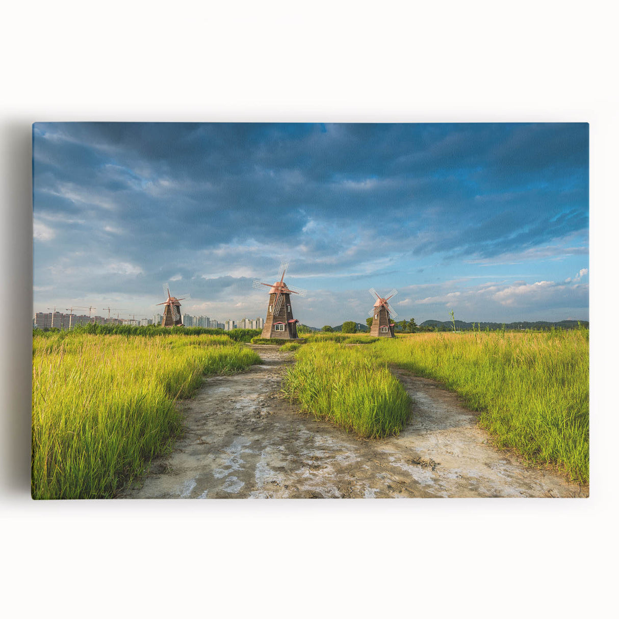 Large black and white stretched canvas featuring a serene Korean landscape, ideal for kitchen wall art.