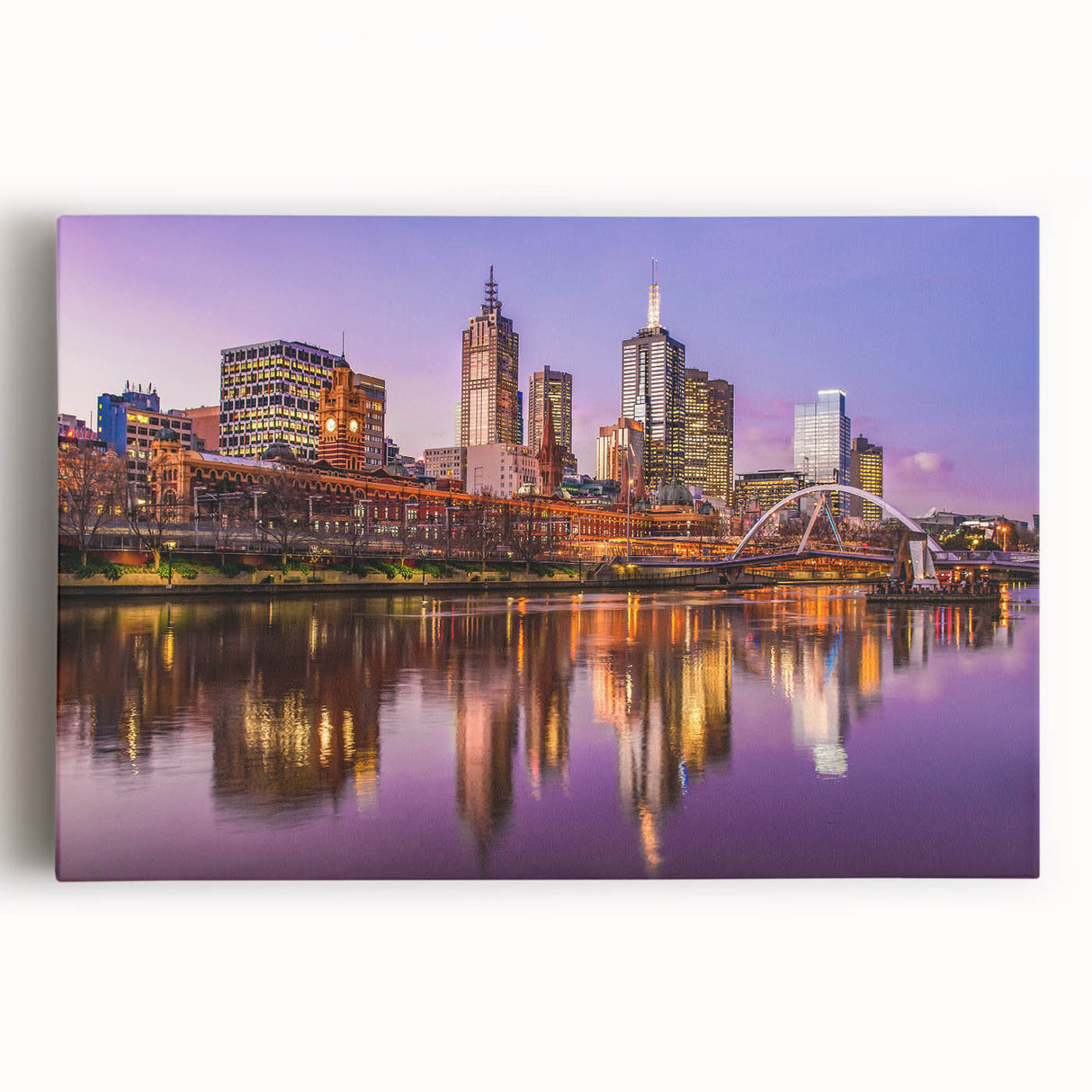 Black and white large art canvas of Melbourne skyline, ideal for kitchen wall art.