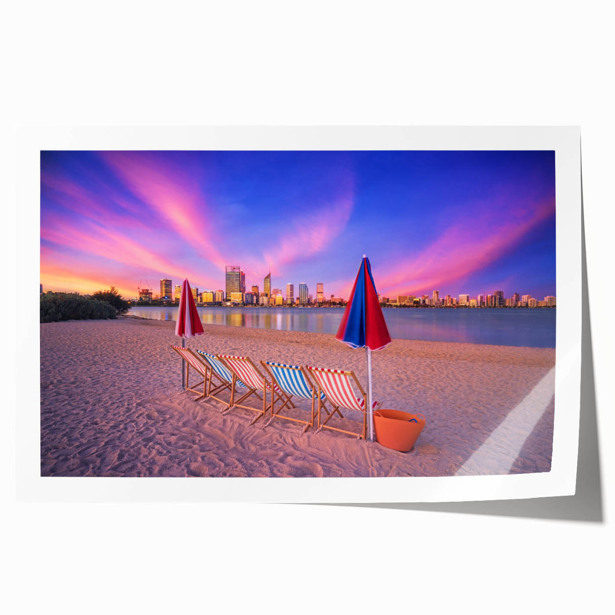 Rolled canvas print of Perth scenery with soft pastel hues, ideal for dining room wall art.