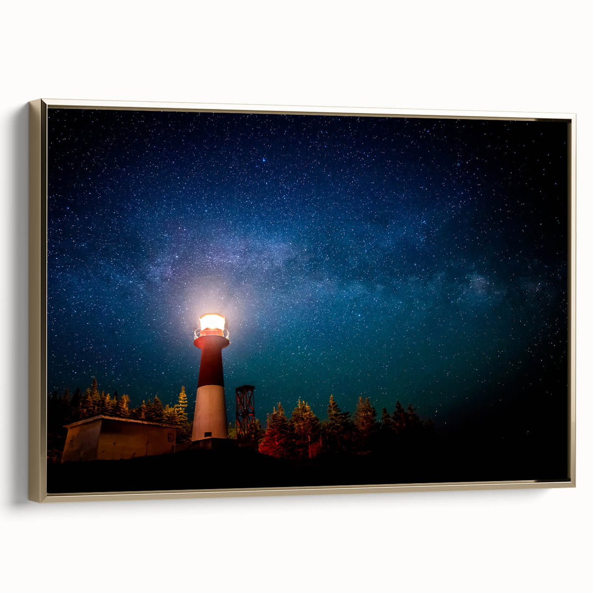 Framed canvas of a vintage-style New Brunswick landscape in muted earth tones, ideal for bedroom wall art.