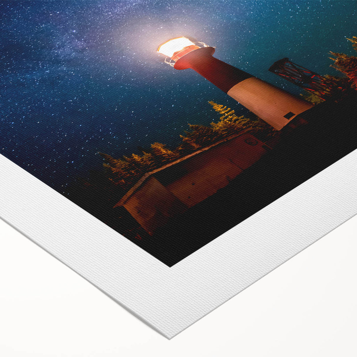 Art deco poster featuring a serene New Brunswick landscape in muted earth tones on rolled canvas.