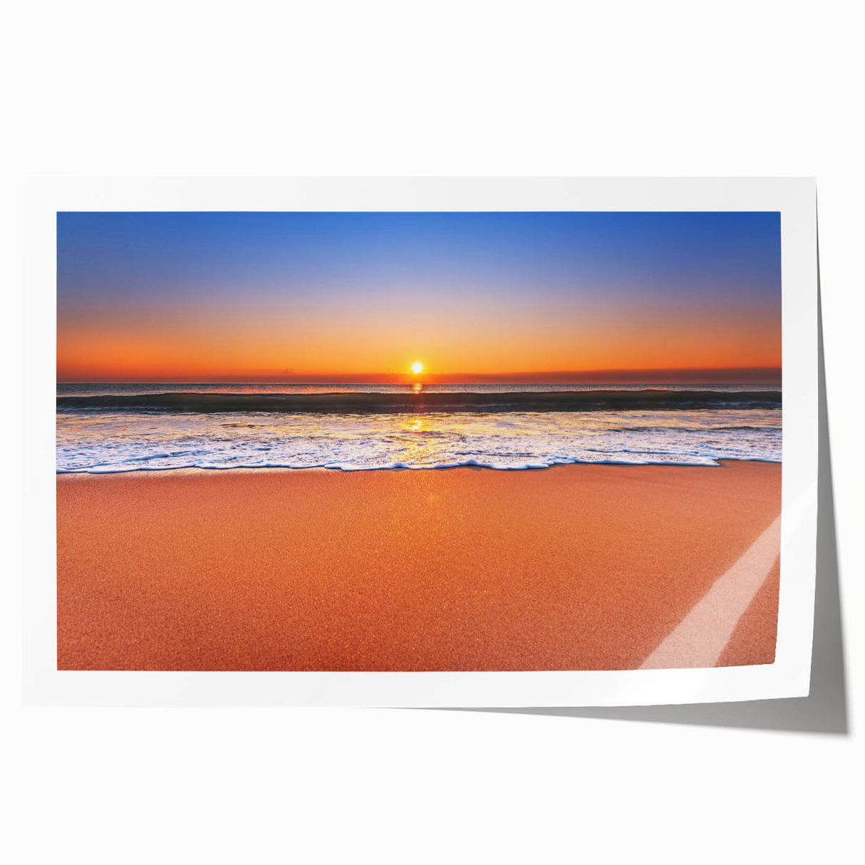 Extra large rolled print of a Barbados beach scene in pastel colors, ideal for dining room wall art.