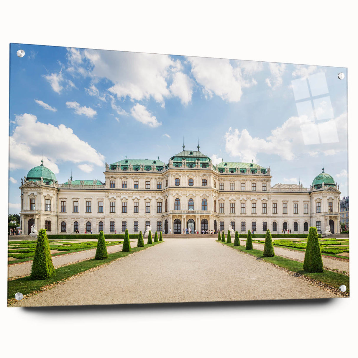 Acrylic print of an abstract European scenery in muted earth tones, suitable for bedroom or dining room decor.