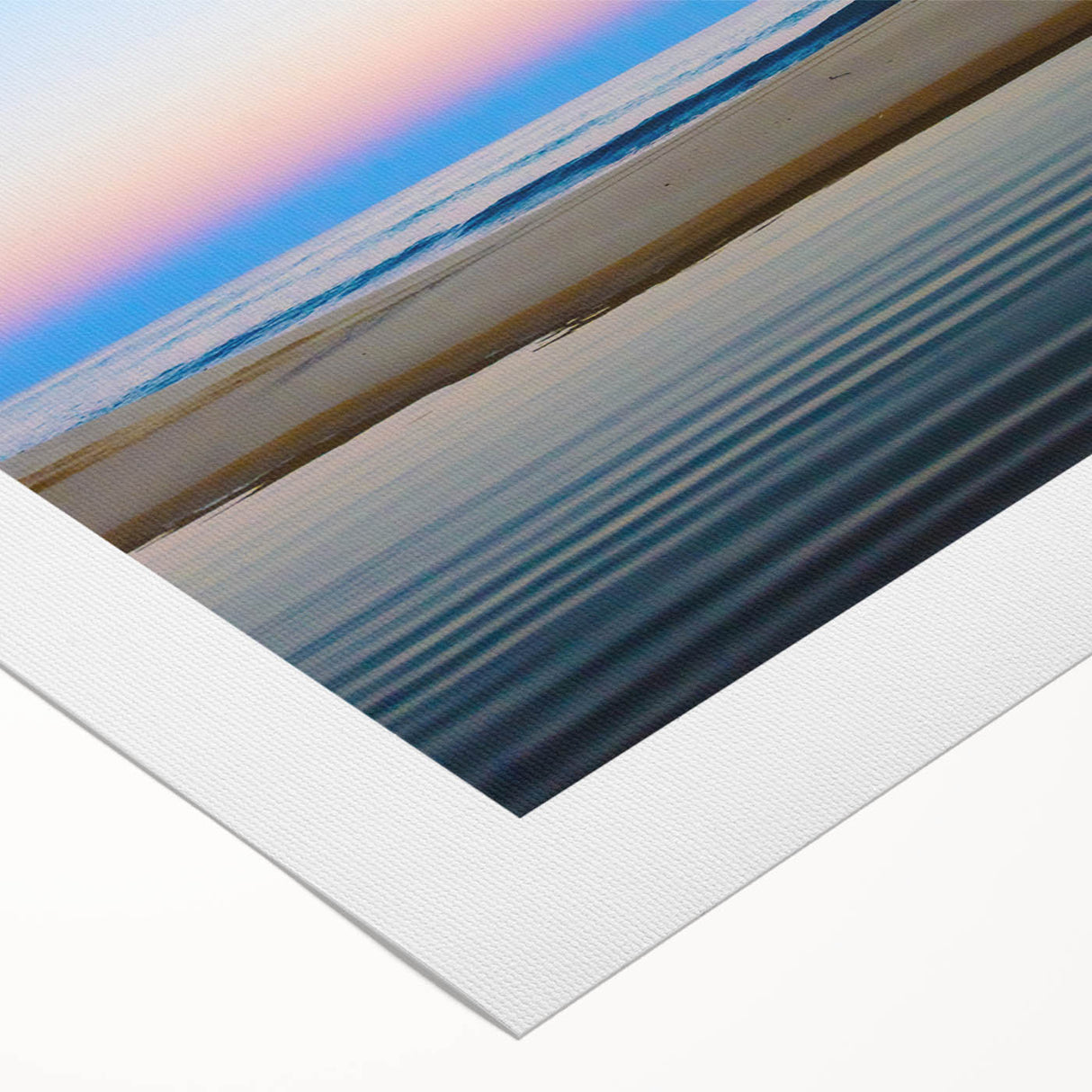 Art deco poster of Cabo San Lucas scenery on rolled canvas with vibrant blue and sandy tones.