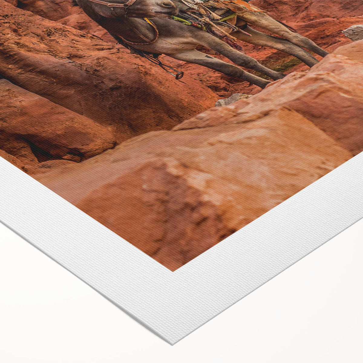 Art deco poster of a Middle Eastern landscape in muted earth tones on rolled canvas, suitable for dining room decor.