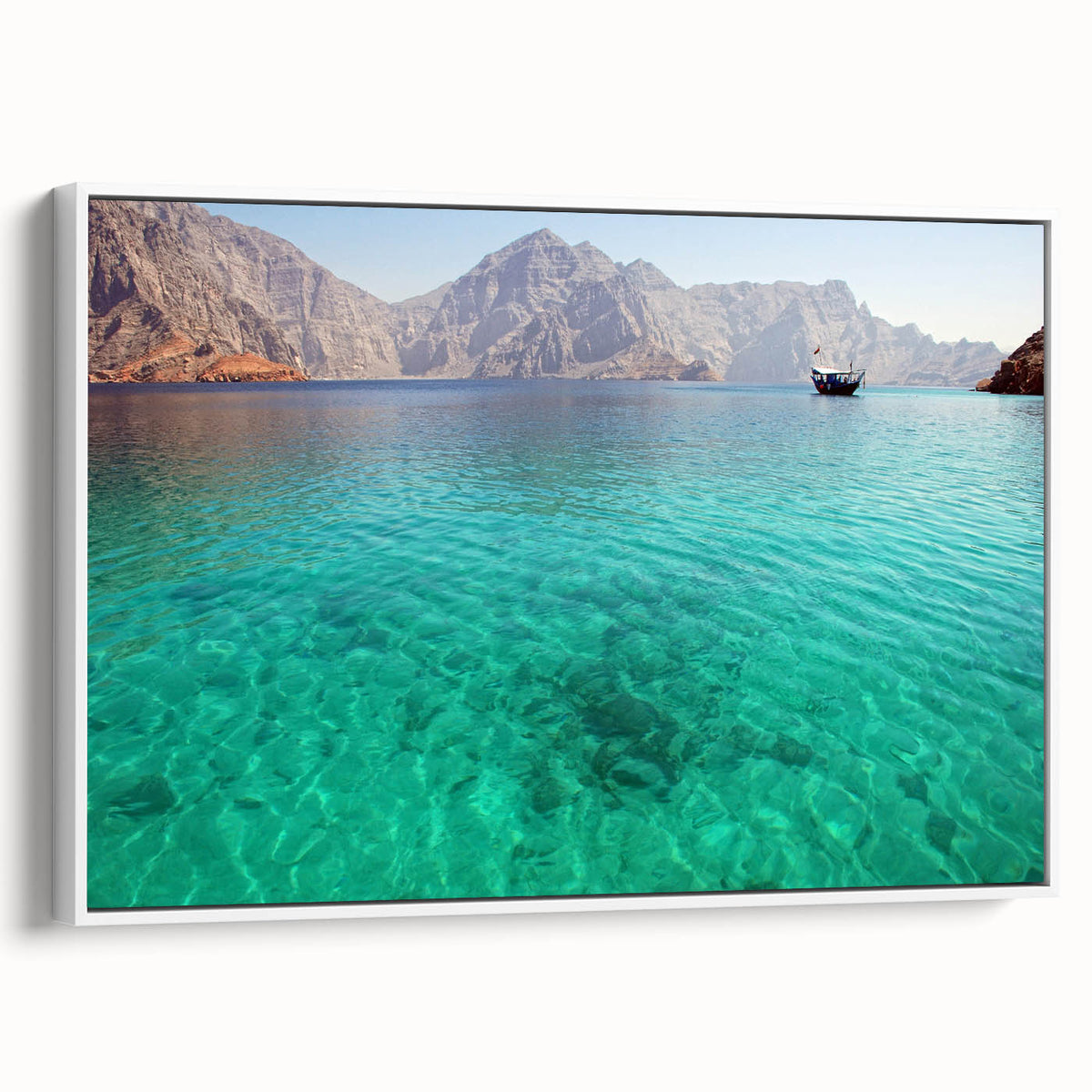 Extra large vintage poster art of a scenic Middle Eastern landscape on a framed canvas.