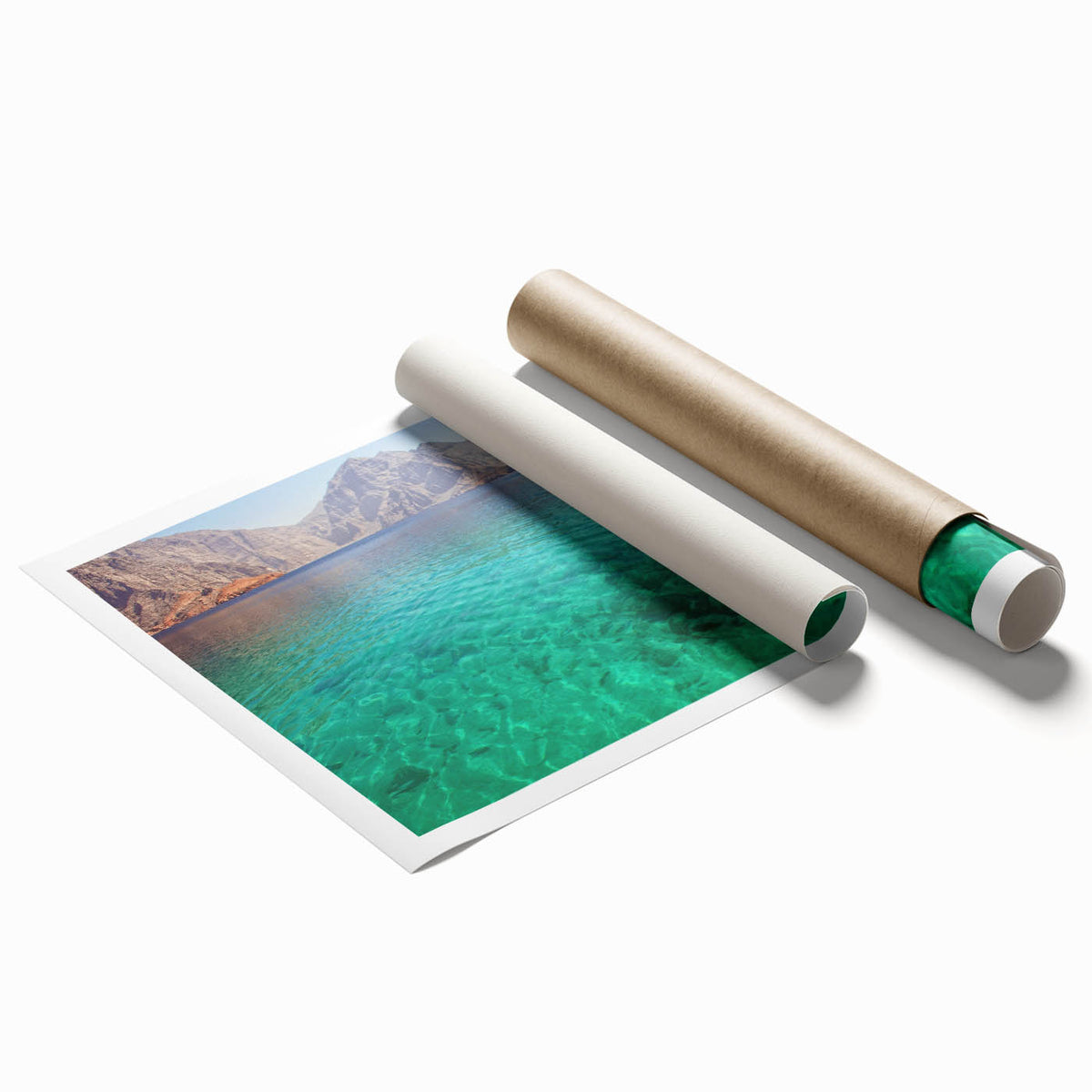 Extra large rolled print depicting a serene Middle Eastern landscape in soft earth tones, ideal for classy bathroom wall art.