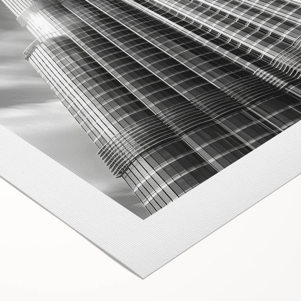 Art deco poster of the Burj Khalifa in muted metallic tones on rolled canvas, suitable for dining room decor.