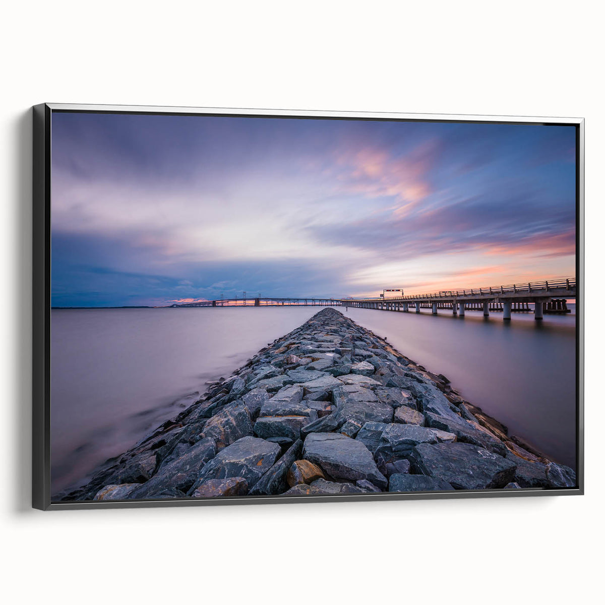 Black and white framed canvas of Annapolis landscape, suitable for bedroom decor, in a vintage poster style.